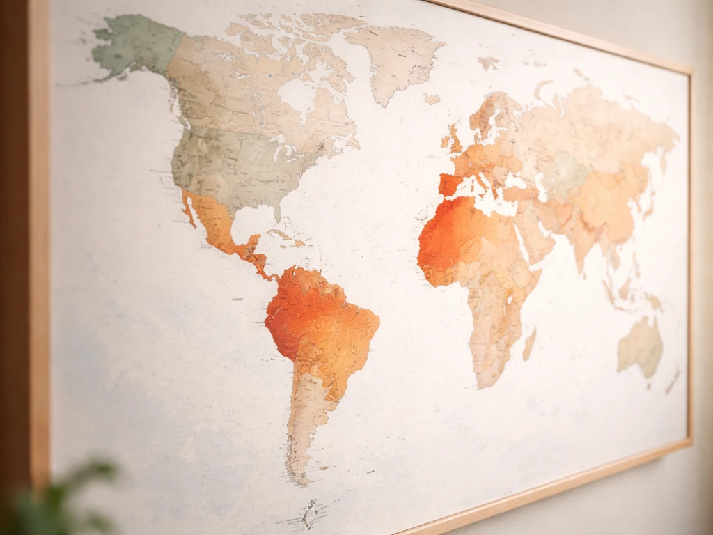 Minimal world map with highlighted Spain and France for top grape-growing countries